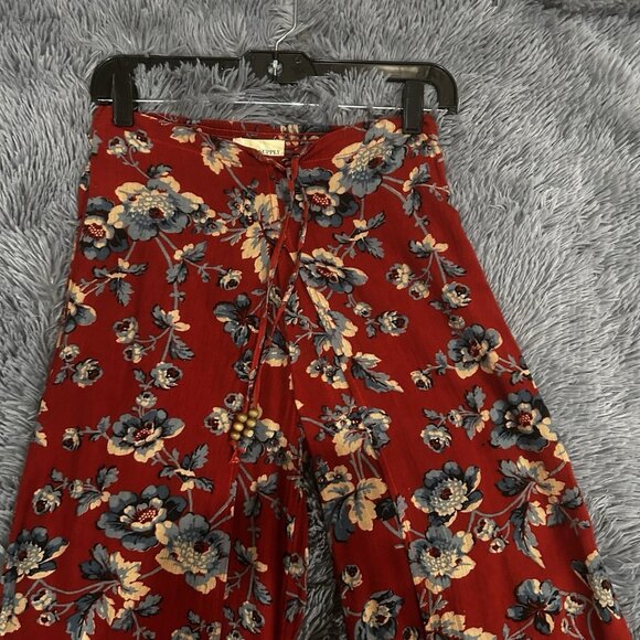 Vtg Y2K Denim & Supply Wide Leg Wrap Pants Pull On  Sz XS Floral Red Boho Vacay - Picture 5 of 10